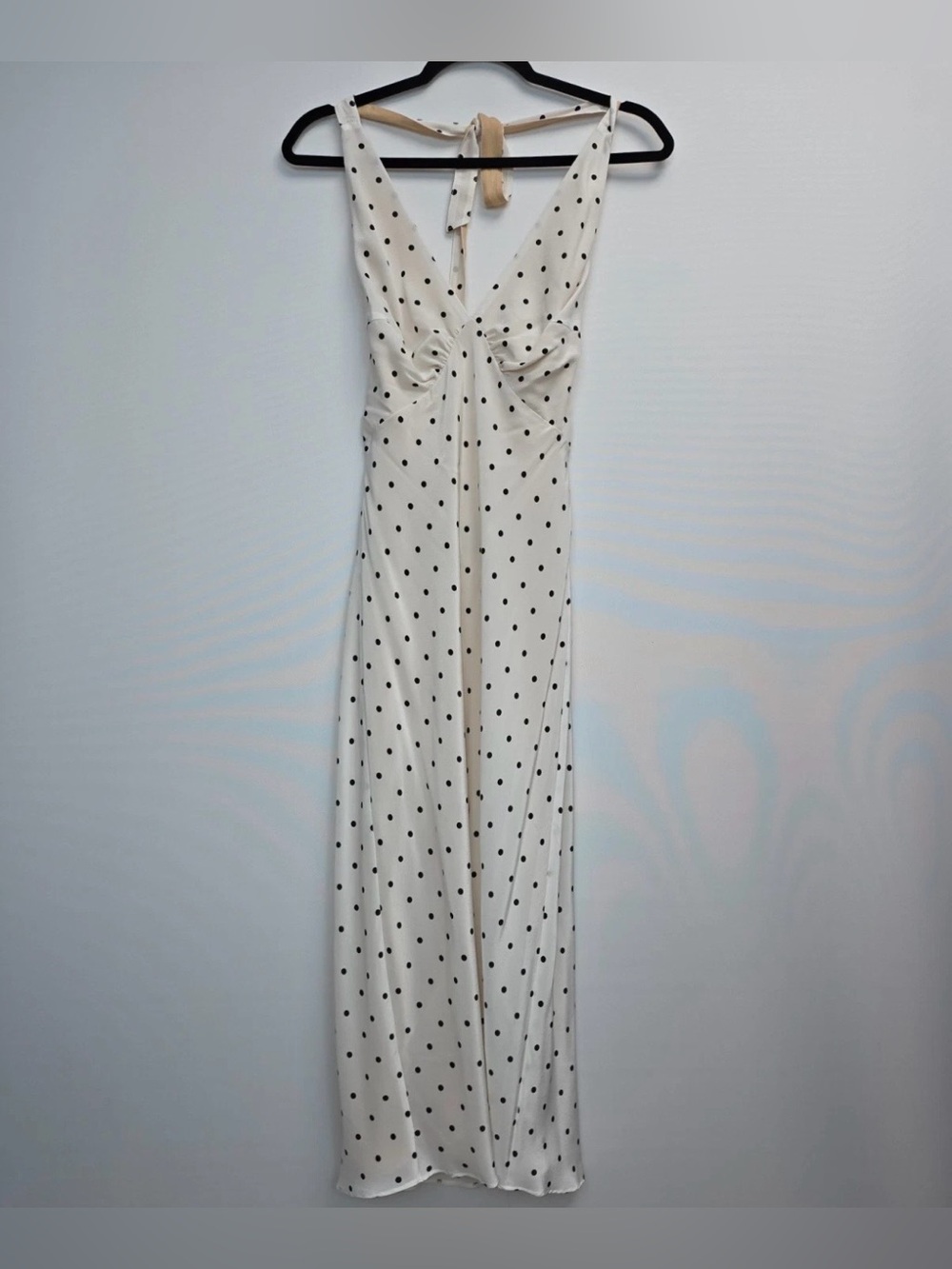 Realisation Par Sadie Midi V Neck Halter Dress Petite Spot White Polka Dot Small - Picture 1 of 2